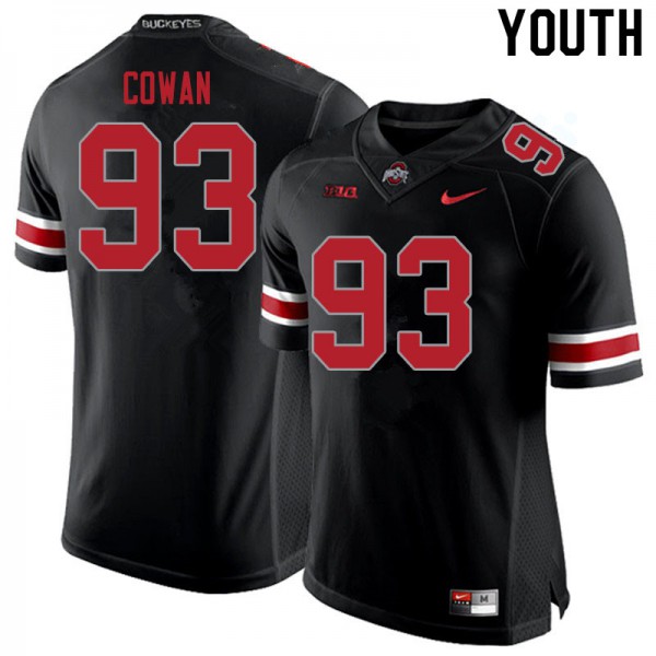Ohio State Buckeyes #93 Jacolbe Cowan Youth Football Jersey Blackout OSU71617